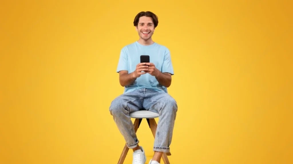 Sitting Stock with Mobile 