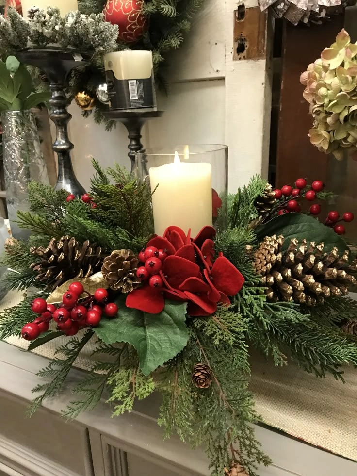 Candle and greenery Christmas wallpapers